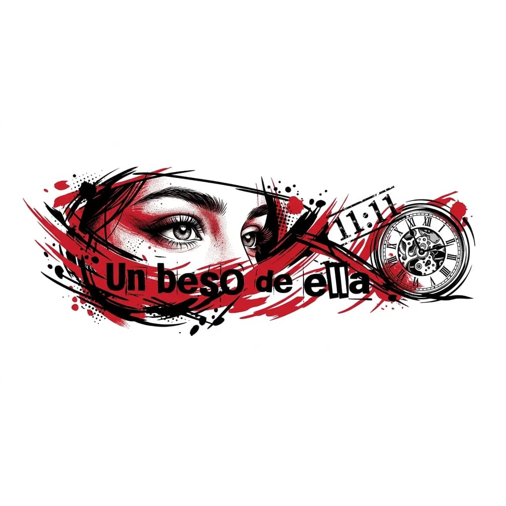 Ojos de una mujer  realisticos solo la franja de los ojos hasta las cejas 

Un beso de ella 

11:11

Un reloj 