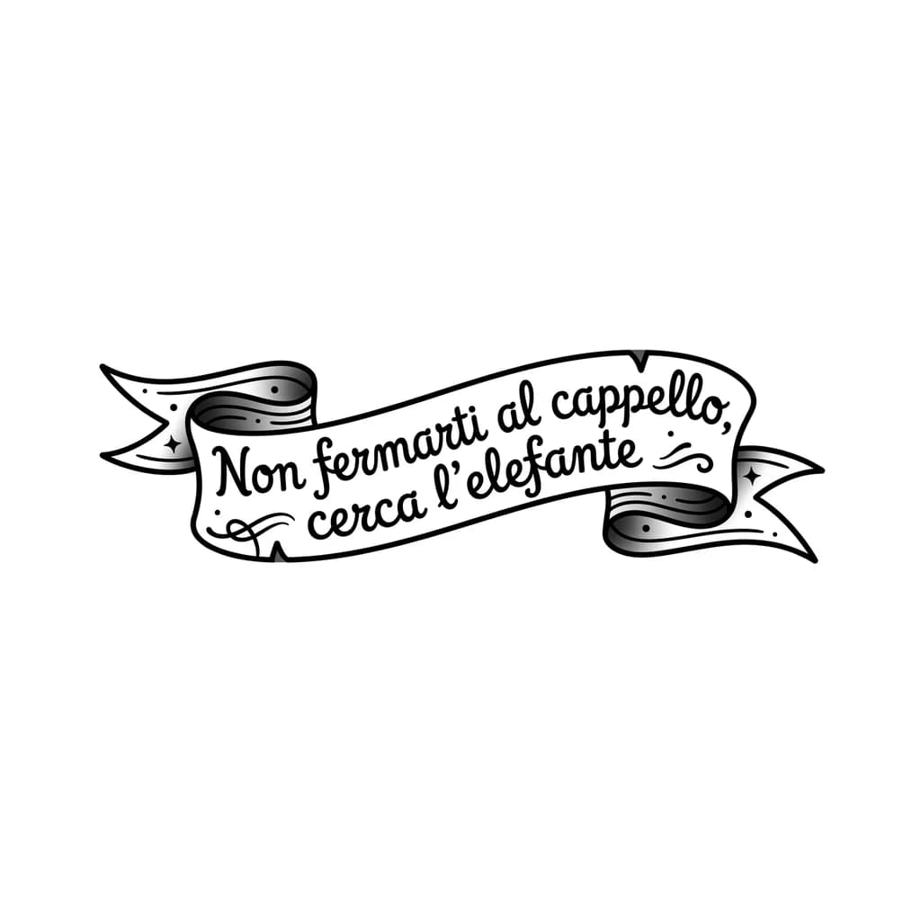  "Non fermarti al cappello, cerca l'elefante" font che richiami il piccolo principe. Senza immagini. Solo frase