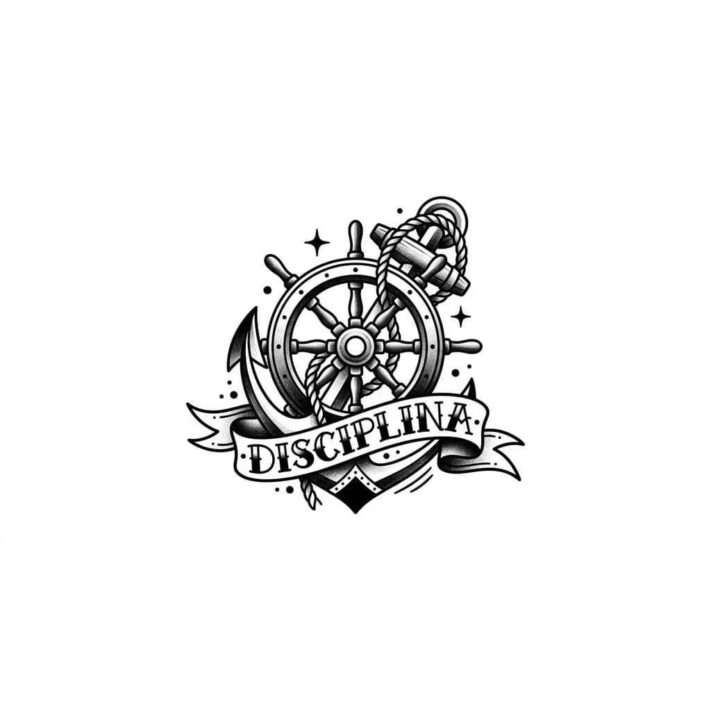 haceme un tatuaje mediano que diga disciplina
