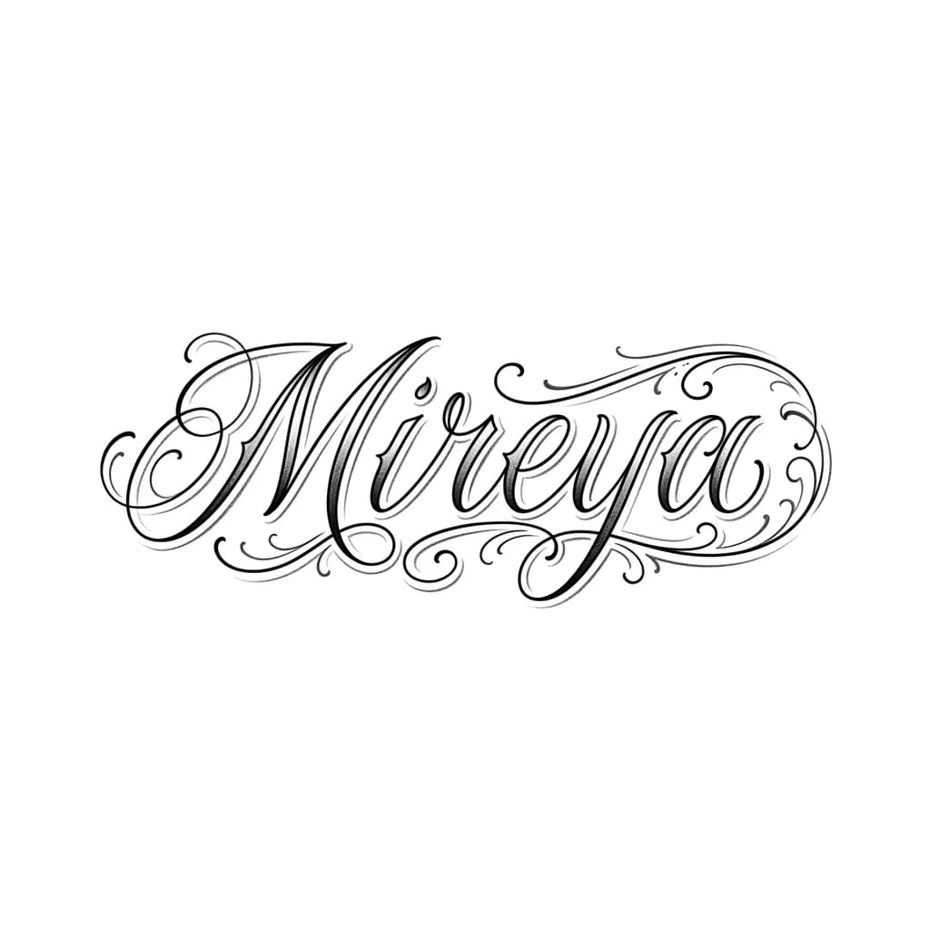 Quiero el nombre Mireya para tatuar con letra fina y elegante con un poco de sombra
