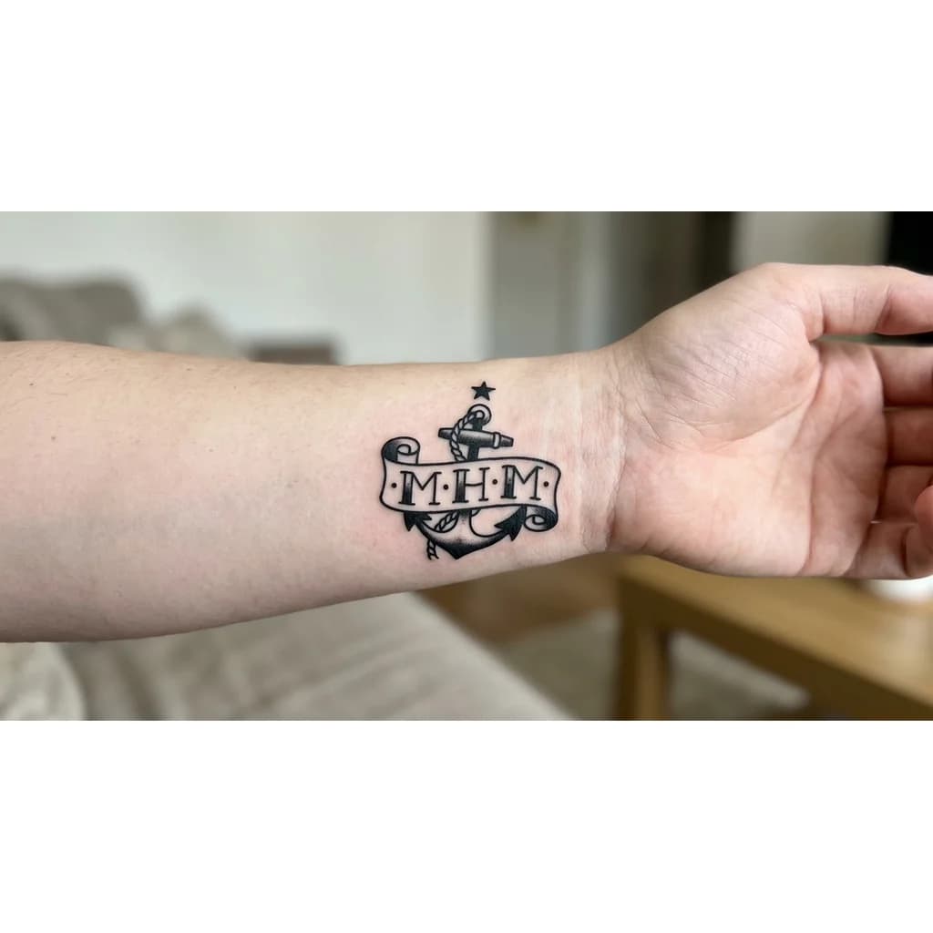 Uma tatuagem minimalista no punho do braço 