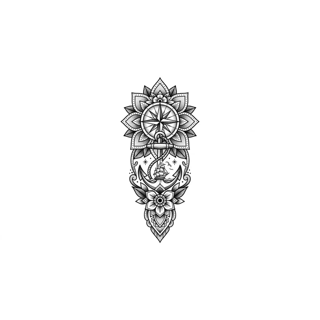 Mandala calf tattoo dot work and line work not too dark and it has to be long not a circle and pretty not manly
