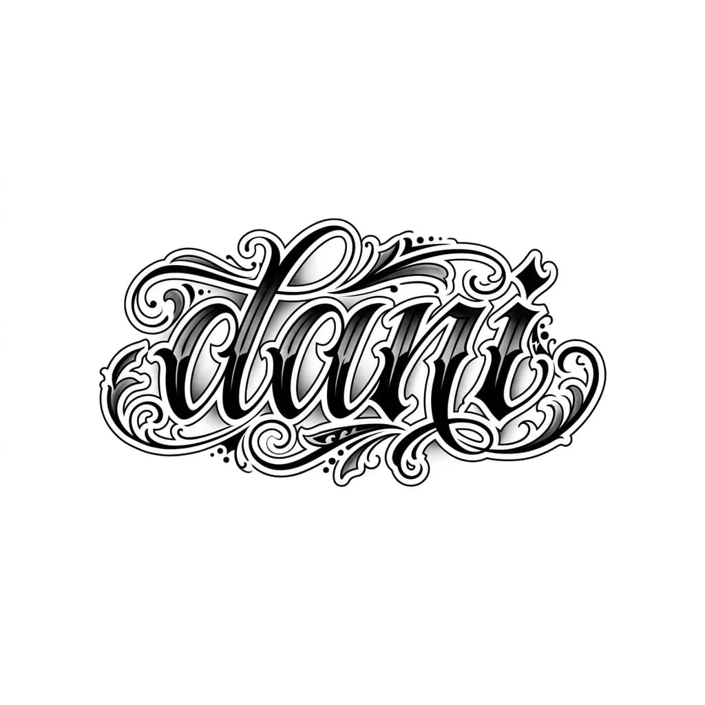 tatu con lettering fino y grande